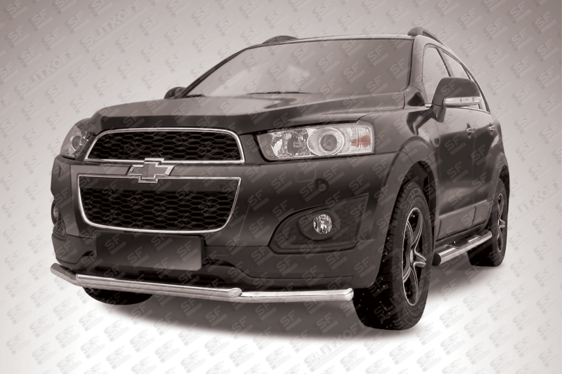 Защита переднего бампера d57+d42 двойная Chevrolet Captiva 2013