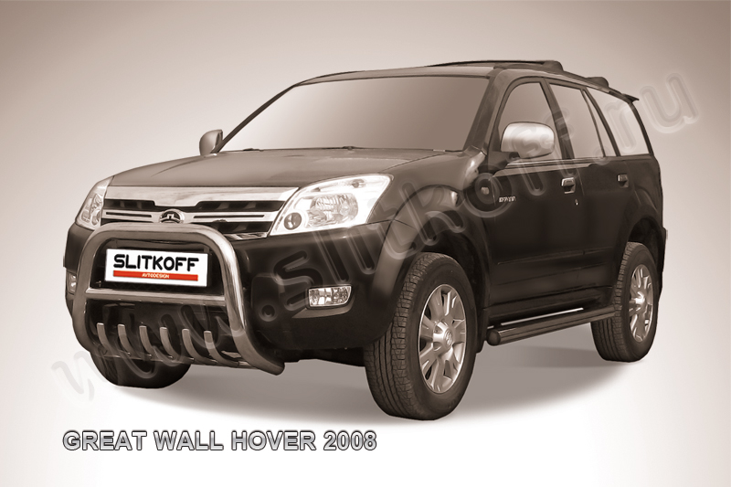 Кенгурятник низкий d76 с защитой картера Great Wall Hover H2