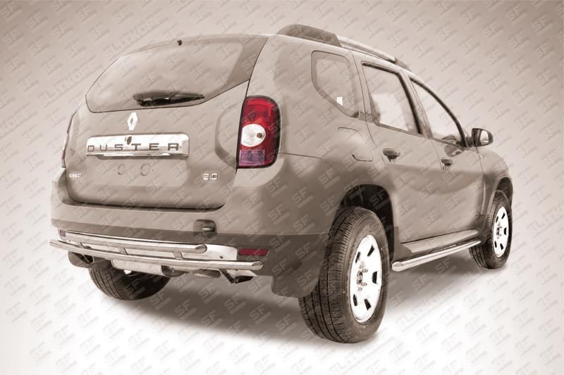 Защита заднего бампера d42+d42 двойная Renault Duster